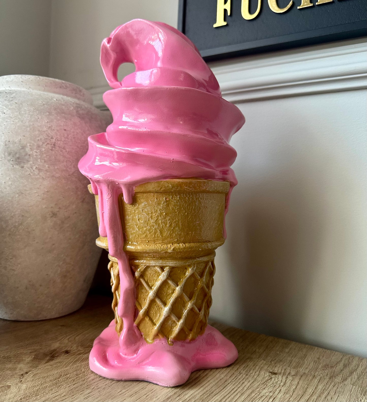 Pink melting ice cream ornament