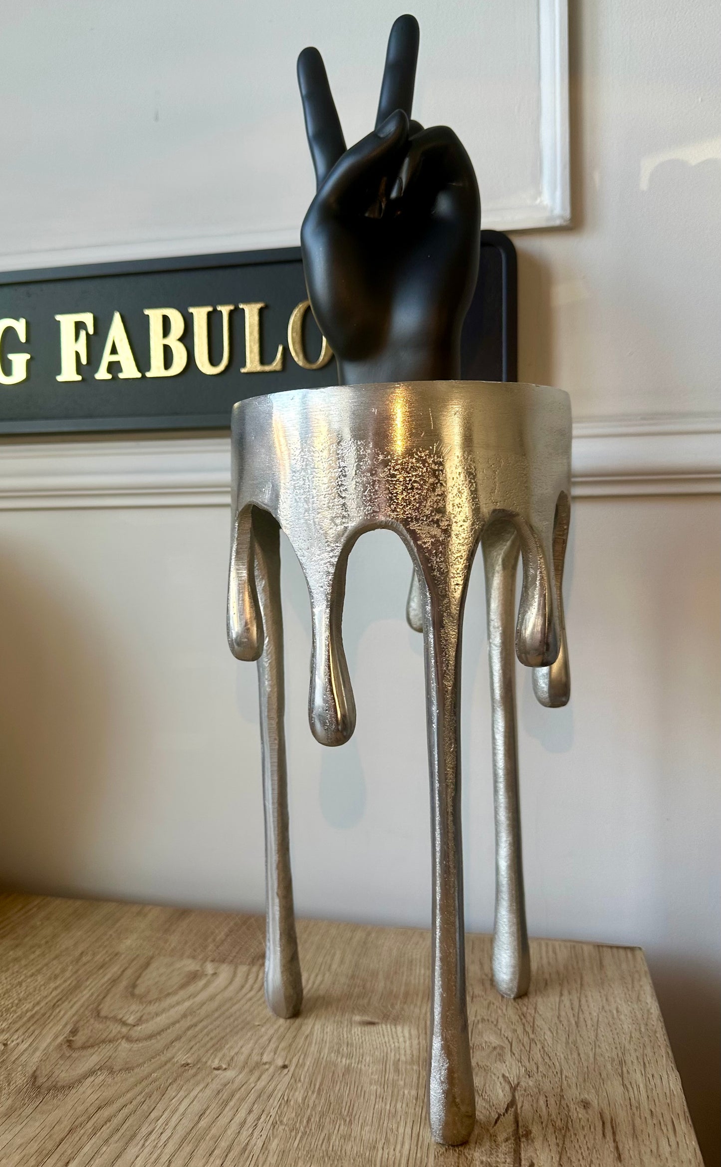 Nickel Drip Candle Holder