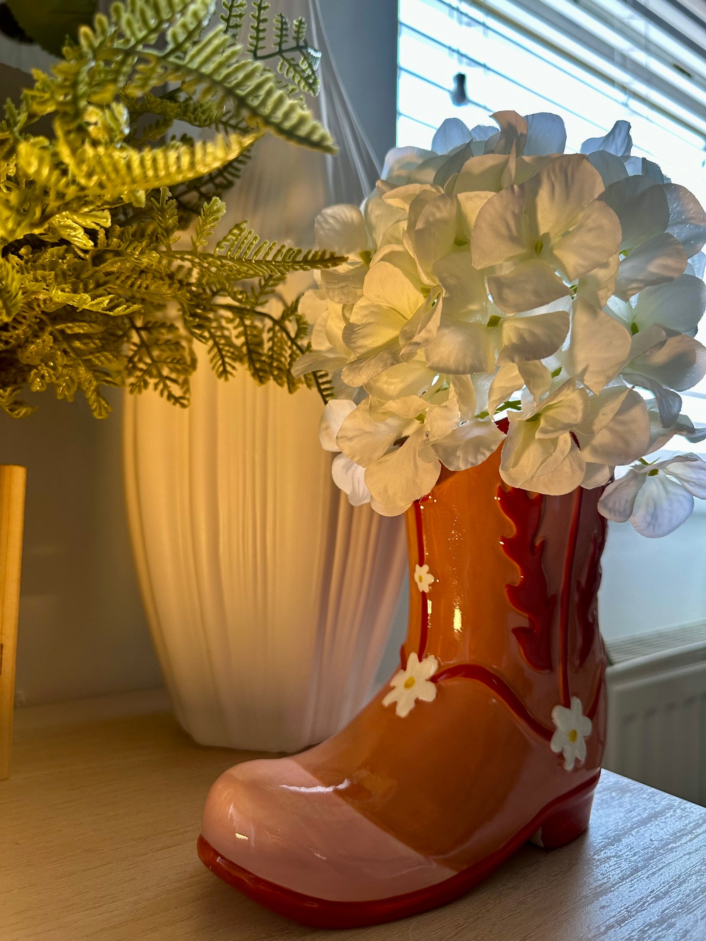 Pink cowboy boot vase