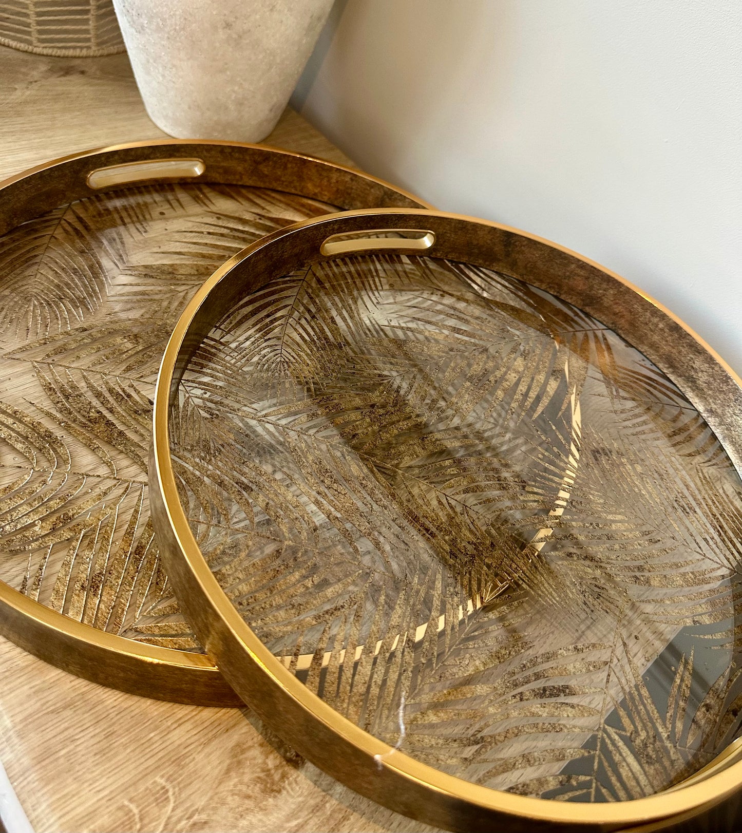Set of 2 Gold Leaf Trays