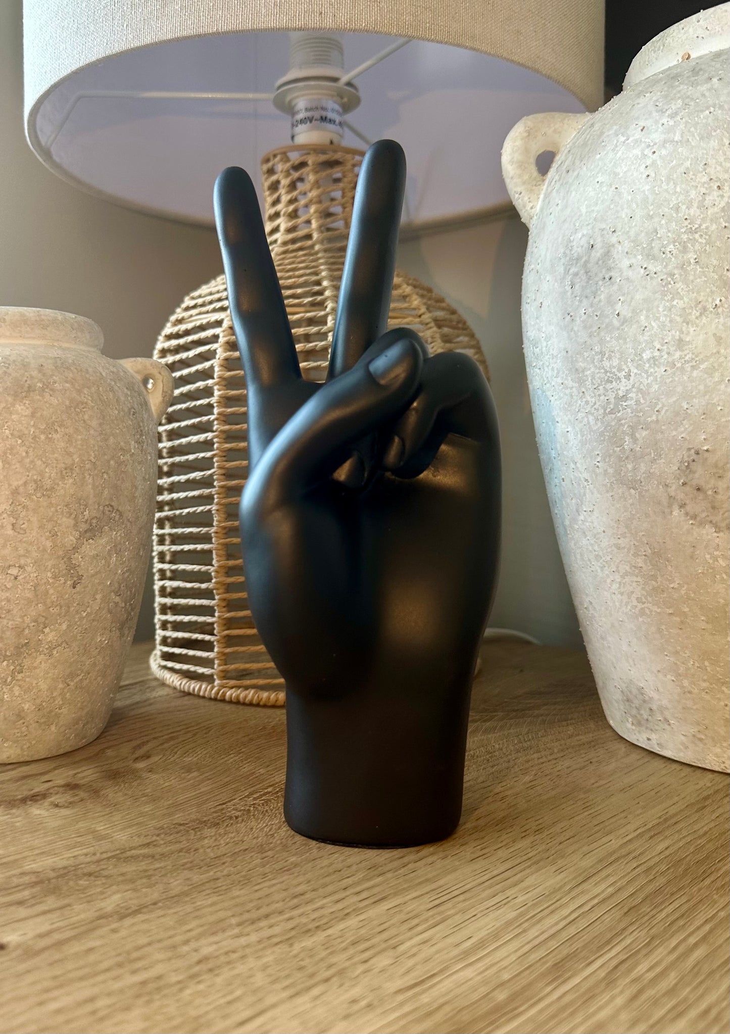 Matte Black Peace Hand