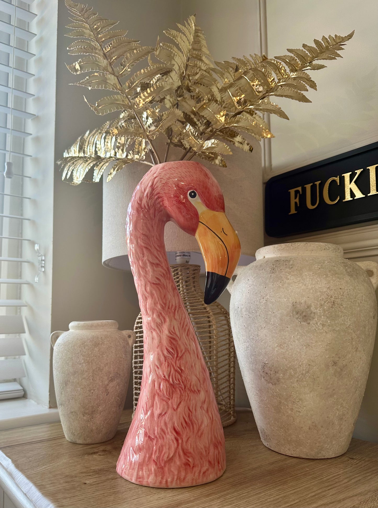 Large Flamingo Head Vase