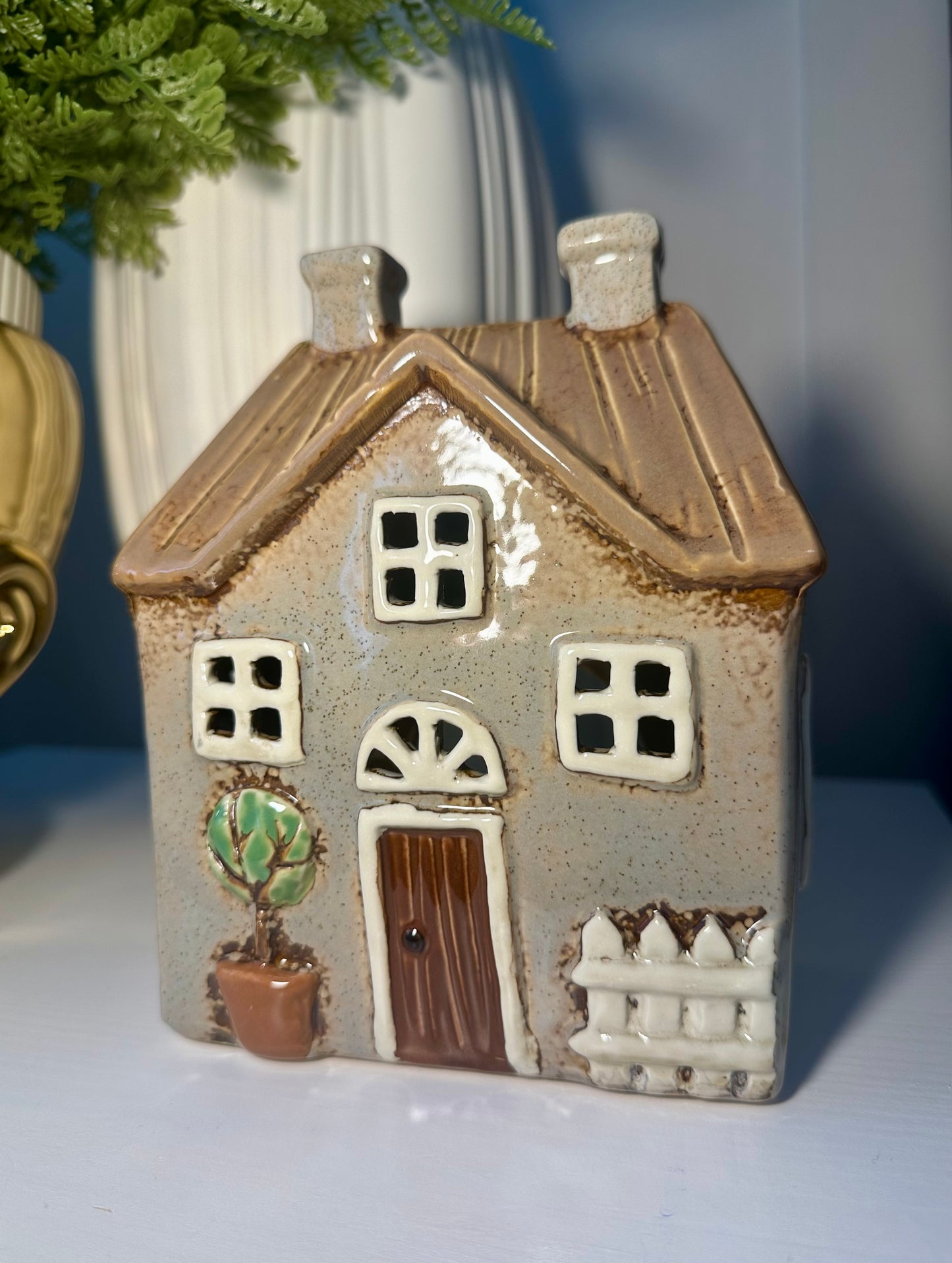 Grey Picket Fence Tealight House