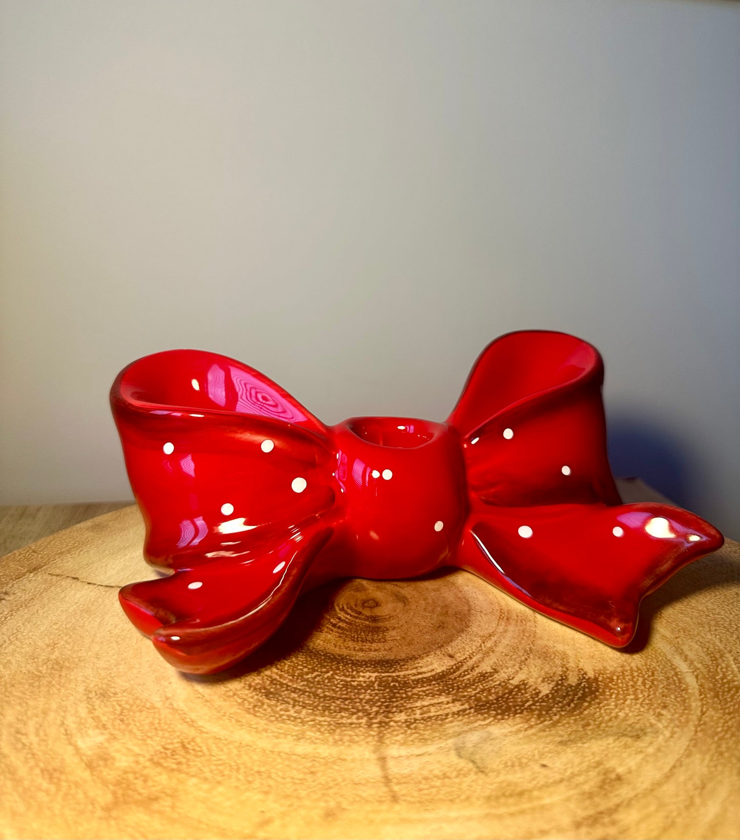 Ruby Red Bow Candle Holder