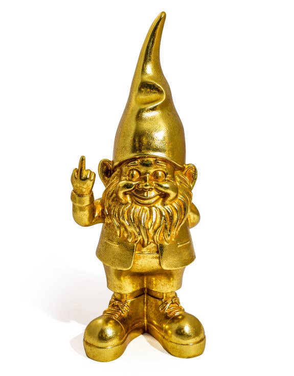 Large Gold "Naughty Gnome" Figure