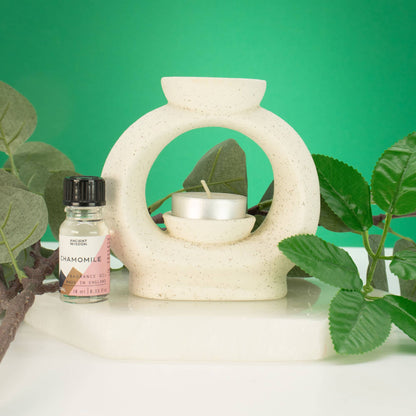 Ceramic Zen Oil Burner - CIrcle Pebble  - Marble Effect
