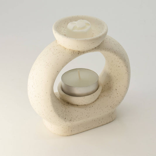 Ceramic Zen Oil Burner - CIrcle Pebble  - Marble Effect