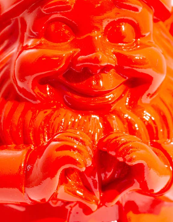Bright Orange "Heart Hands" Gnome Figure