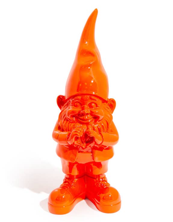 Bright Orange "Heart Hands" Gnome Figure