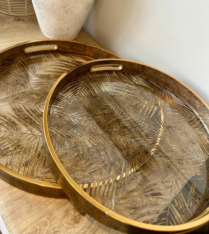 Set of 2 Gold Leaf Trays