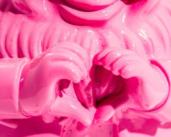 Bright Pink "Heart Hands" Gnome Figure