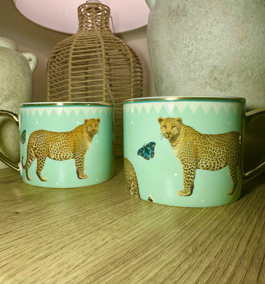 Blue Leopard Mug Set
