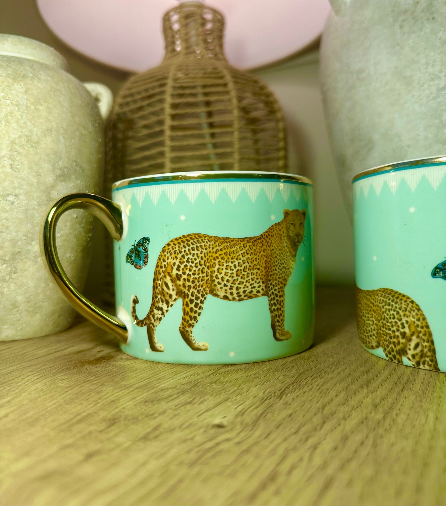 Blue Leopard Mug Set