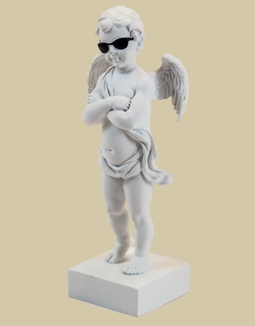 White "Too Cool" Cherub Figure on Base