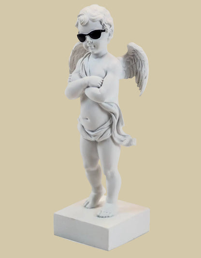 White "Too Cool" Cherub Figure on Base