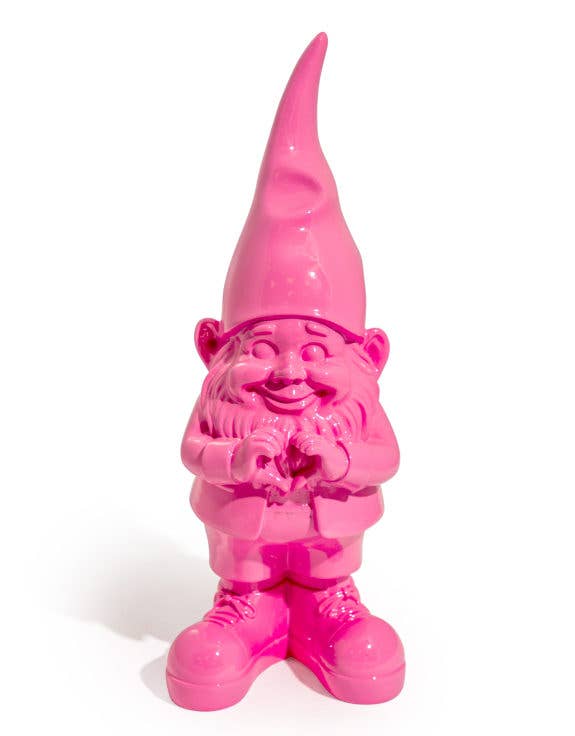 Bright Pink "Heart Hands" Gnome Figure