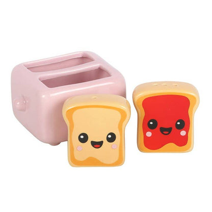 Toast Salt and Pepper Shakers in Toaster Holder